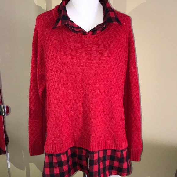 Faded Glory Tops - 💕 5 for $25 💕 Red/Black Sweater Top